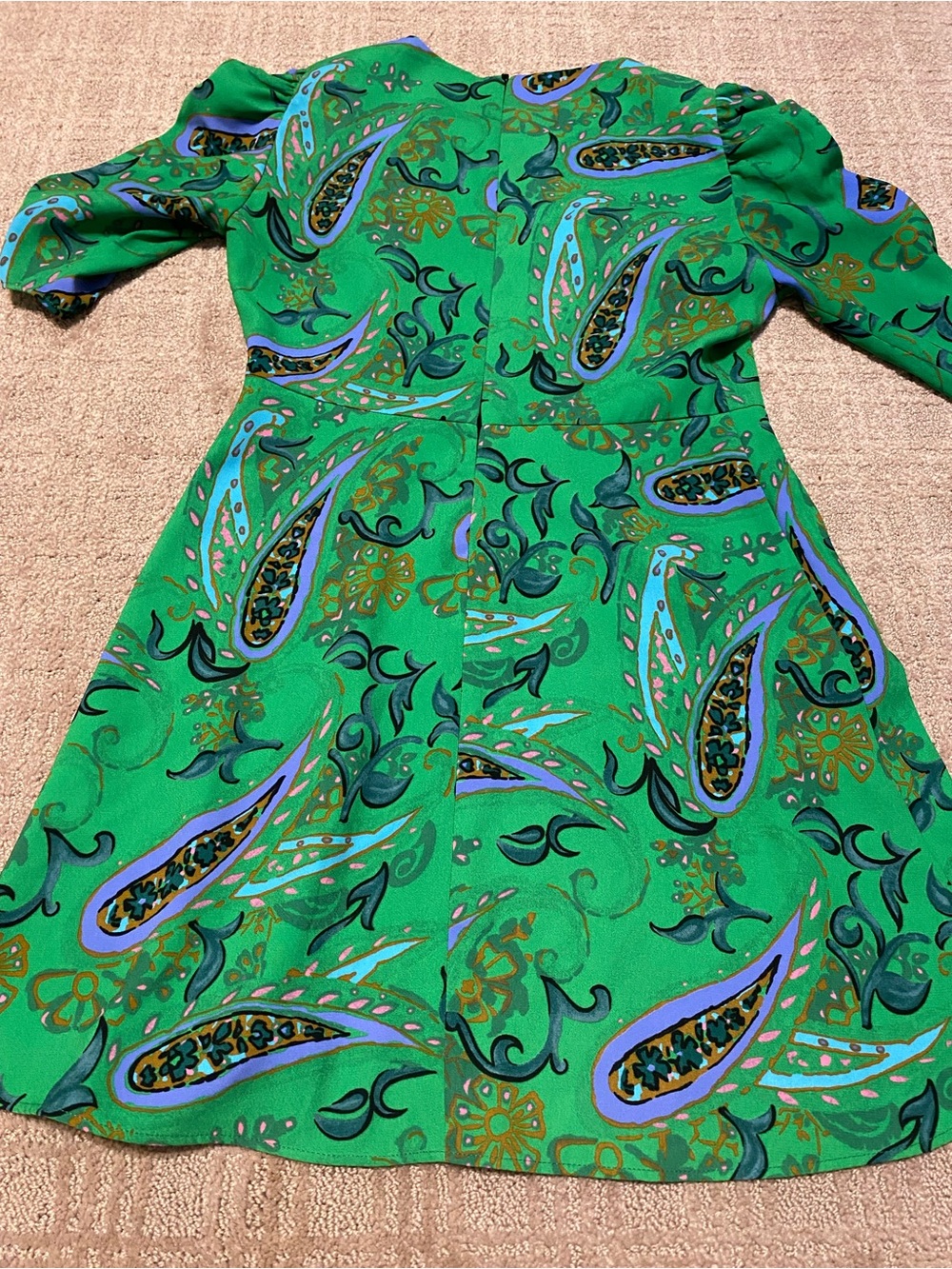 {Zara} Green Paisley Print Dress ~ Size Medium - Picture 6 of 16